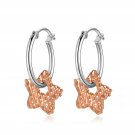 14K Italian Rose White Gold Hammered Textured Star Hoop Earrings Jewelry Gift C04212E