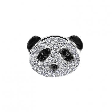 18K Gold Black & White Diamond Panda SINGLE Stud Earring Jewelry Gift S07060L