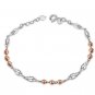 14K Rose White Gold Diamond-Cut Beads Swirl Bracelet 6.5" Gift B06087B