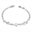 14K White Gold Polished and Diamond-Cut Hearts Bracelet (6.5") C05631B