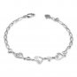 14K White Gold Polished and Diamond-Cut Hearts Bracelet (6.5") C05631B