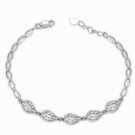 14K White Gold Connected Diamond Cut Teardrops Bracelet (6.5") B06117B
