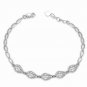14K White Gold Connected Diamond Cut Teardrops Bracelet (6.5") B06117B