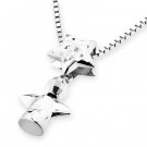 14K White Gold Angel And Diamond Cut Star Necklace (16") C04541P