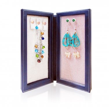 Chel by Cheline - Travel Magnetic Jewelry Book Organizer Case Box Gift for Women (Navy-M)