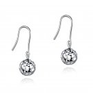 14K White Gold Diamond-Cut Ball Shepherd Hook Earrings, Women Girl Jewelry B04860E