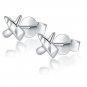 14K Italian White Gold Diamond-Cut Kiss Cross Stud Earrings B04913E