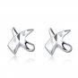 14K Italian White Gold Diamond-Cut Kiss Cross Stud Earrings B04913E