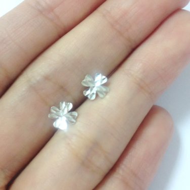 14K White Gold D-Cut Clover Stud Earrings, Fashion Jewelry Girl Gift C06101E