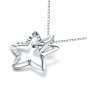 14K White Gold Diamond-Cut Star Necklace 16" Chain Gift C05647P