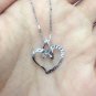 14K White Gold Diamond-Cut Heart Necklace 16", Women Jewelry Gift C05646P