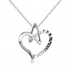14K White Gold Diamond-Cut Heart Necklace 16", Women Jewelry Gift C05646P