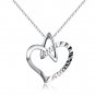 14K White Gold Diamond-Cut Heart Necklace 16", Women Jewelry Gift C05646P