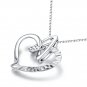 14K White Gold Diamond-Cut Heart Necklace 16", Women Jewelry Gift C05646P