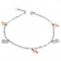 14K Rose White Gold Diamond-Cut Religious Cross Bear Anklet (23cm) C05619K