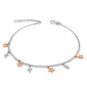 14K Rose White Gold Diamond-Cut Religious Cross Bear Anklet (23cm) C04959K