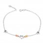 14K Tri-Color Gold Cut-out Stars and Diamond-Cut Beads Anklet (23cm) C04957K