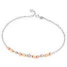 14K Tri-Color Gold Diamond-Cut Small Beads Anklet (23cm) B05856K