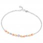 14K Tri-Color Gold Diamond-Cut Small Beads Anklet (23cm) B05856K