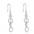 14ct Italian White Gold Textured Circle Cut-out Disc Dangle Earrings B06165E