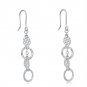 14ct Italian White Gold Textured Circle Cut-out Disc Dangle Earrings B06165E