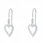14ct Italian White Gold Hollow Heart Dangle Earrings C04126E