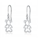 14ct Italian White Gold Cut-out Teddy Bear Dangle Earrings C04832E