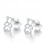 14ct Italian White Gold Cut-out Teddy Bear Stud Earrings C04699E