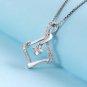 0.17cttw Diamond 18K White Gold Infinity Twist Rhombus Pendant 925 Chain N03193P