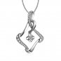 0.17cttw Diamond 18K White Gold Infinity Twist Rhombus Pendant 925 Chain N03193P