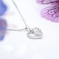 0.19cttw Diamond 18K White Gold Twist Heart Rhombus Dangle 925 Silver Necklace Jewelry Gift S06462P