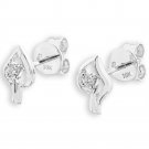 18K White Gold Diamond Tree Leaf (0.06cttw) Stud Earrings Jewelry F02661E