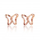 14K Rose Gold Hollow Butterfly Diamond Cutting Stud Earrings C06627E