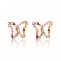 14K Rose Gold Hollow Butterfly Diamond Cutting Stud Earrings C06627E