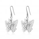 14K White Gold Butterfly Diamond Cut Dangle Earrings, Fashion Jewelry Girl Gift C04802E