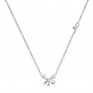 925 Sterling Silver Love Bow Knot Diamond Solitaire Necklace 16" Women Jewelry Gift S08044N