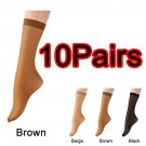 10pair Korean Elastic Silk Socks Short Ankle Stockings Womens Girls Nylon Brown