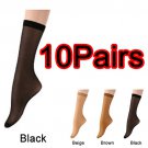 10pair Korean Elastic Silk Socks Short Ankle Stockings Womens Girls Nylon Black