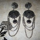 black dangle chain earrings