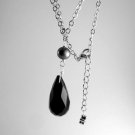 Drop shaped black agate with black pearl necklace