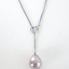 Drop shape purple seashell pendant necklace