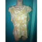SW-Crossroads Brand Beige & White Leaf Print Tank Size Small
