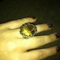 oval cut tiger's eye silver tone ring with detail setting size 6