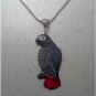Handcrafted Plastic African Gray Parrot Necklace Pendant