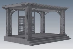 OUTDOOR ENTERTAINER DECK & GRAPE VINE PERGOLA / PATIO - V01 (Building Plans)