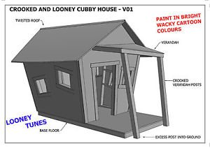 CROOKED CUBBY HOUSE - PLAY HOUSE V05 (Building Plans) - New LOONEY TUNES Design