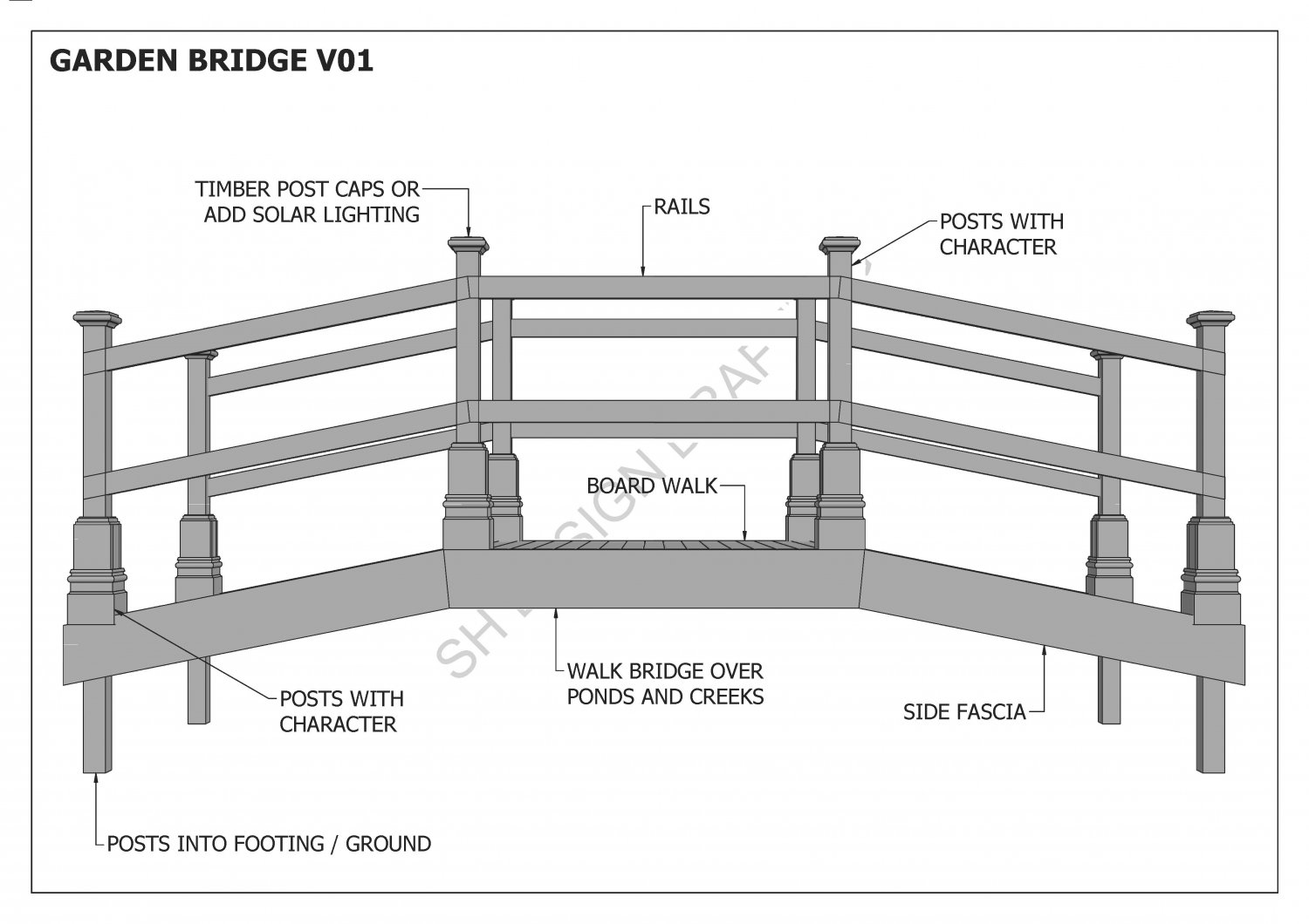 GARDEN BRIDGE DECK V01 - UNIQUE DESIGN - Building Construction PLANS 3D ...
