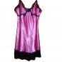 Cynthia Rowley Pink Satin Black Lace Chemise Small (EC-E1)