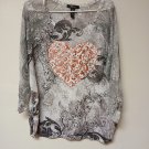 Style & Co Gray Paisley Top XL (EC-B2)