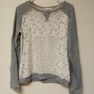 Jolt Gray Knit Lace Overlay Top Juniors Large (EC-A23)